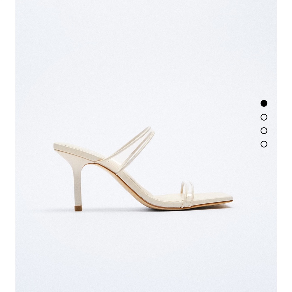Zara vinyl strappy kitten heels in off white - Picture 3 of 10